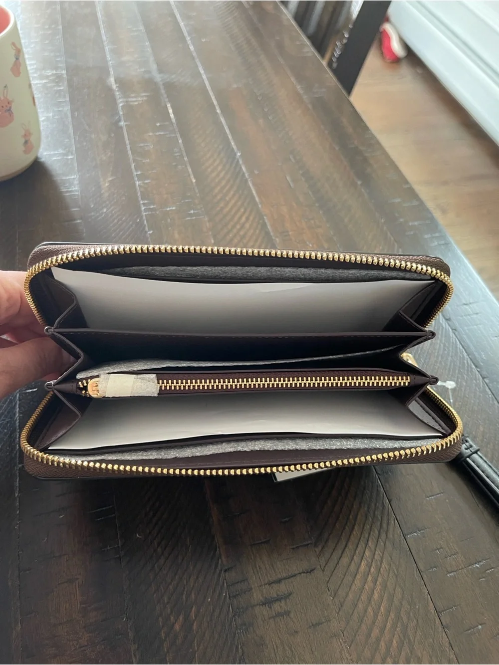 Coach Robot Brown Zip-Around Wallet with Gold Hardware NWT